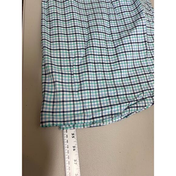 Peter Millar Crown Button Up Plaid Shirt Mens XXL 100% Cotton Short Sleeve Blue - Picture 4 of 6